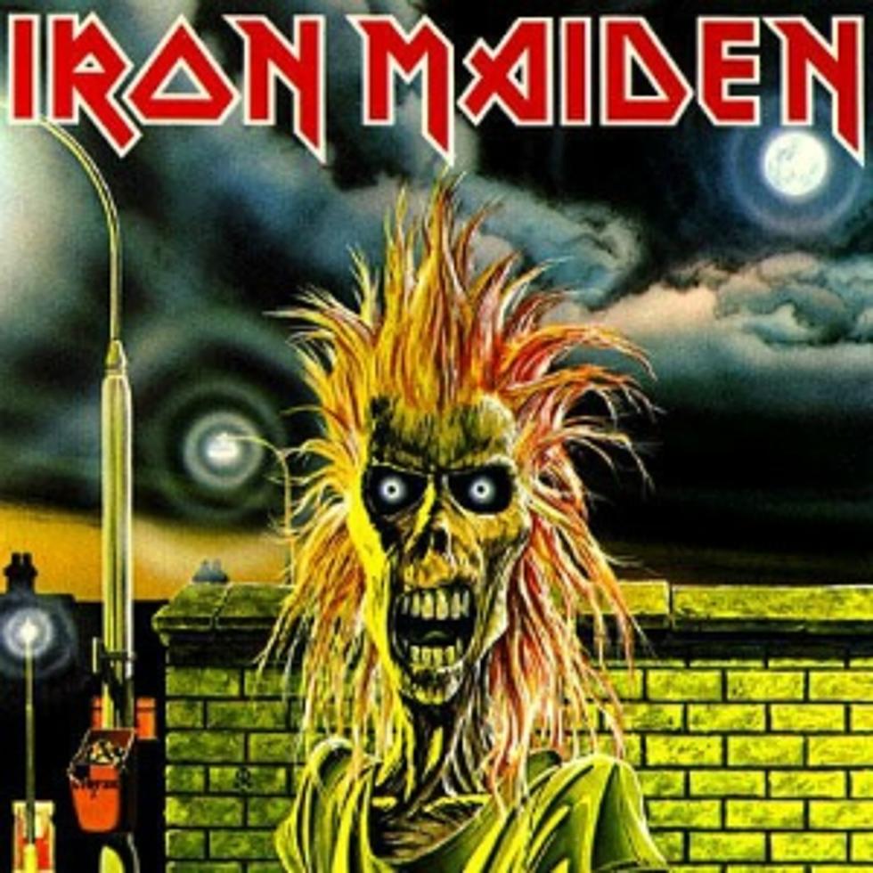 The front cover of Iron Maiden's eponymously titled debut album.